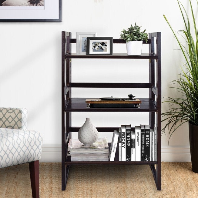 3-Shelf Folding Student Bookcase 20.75 inches Wide-Espresso, , alternate image number null