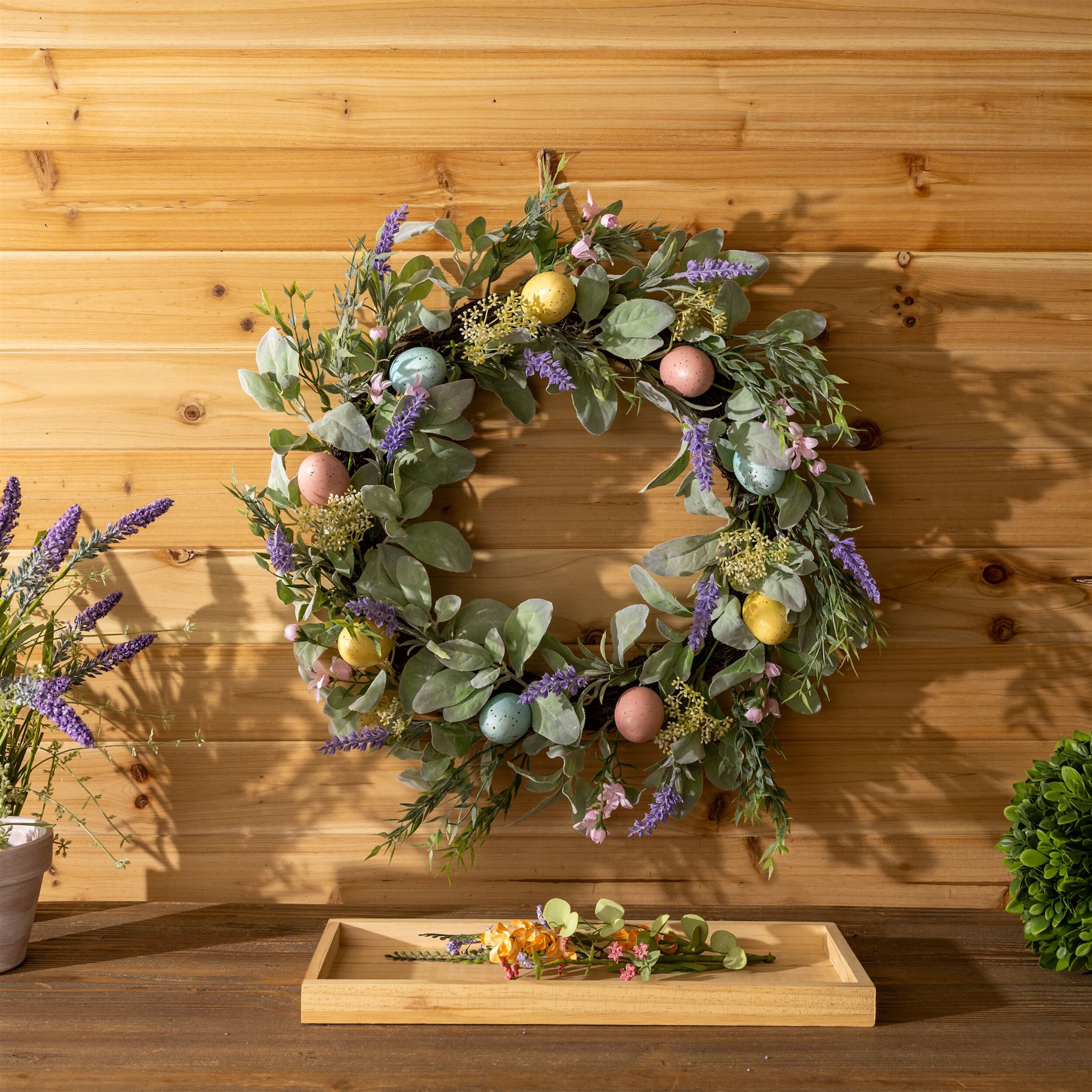 Pastel Egg Daisy Wreath, MULTICOLOR, alternate image number 1