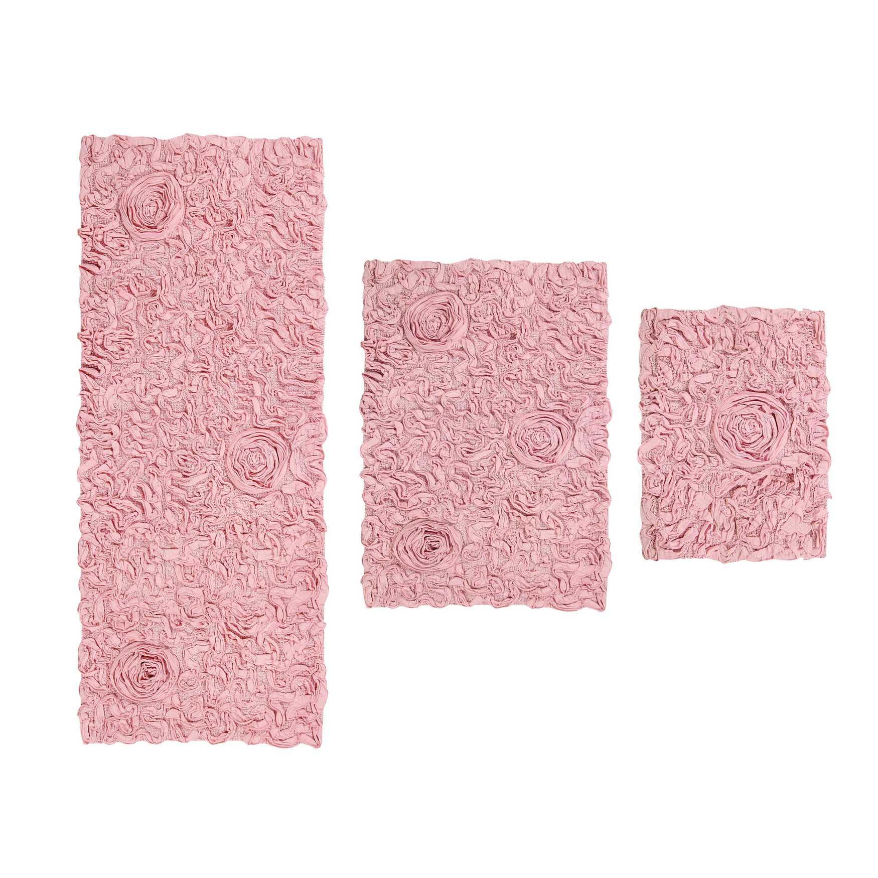 Bell Flower 3 Piece Bath Rug Collection, PINK, hi-res image number 0