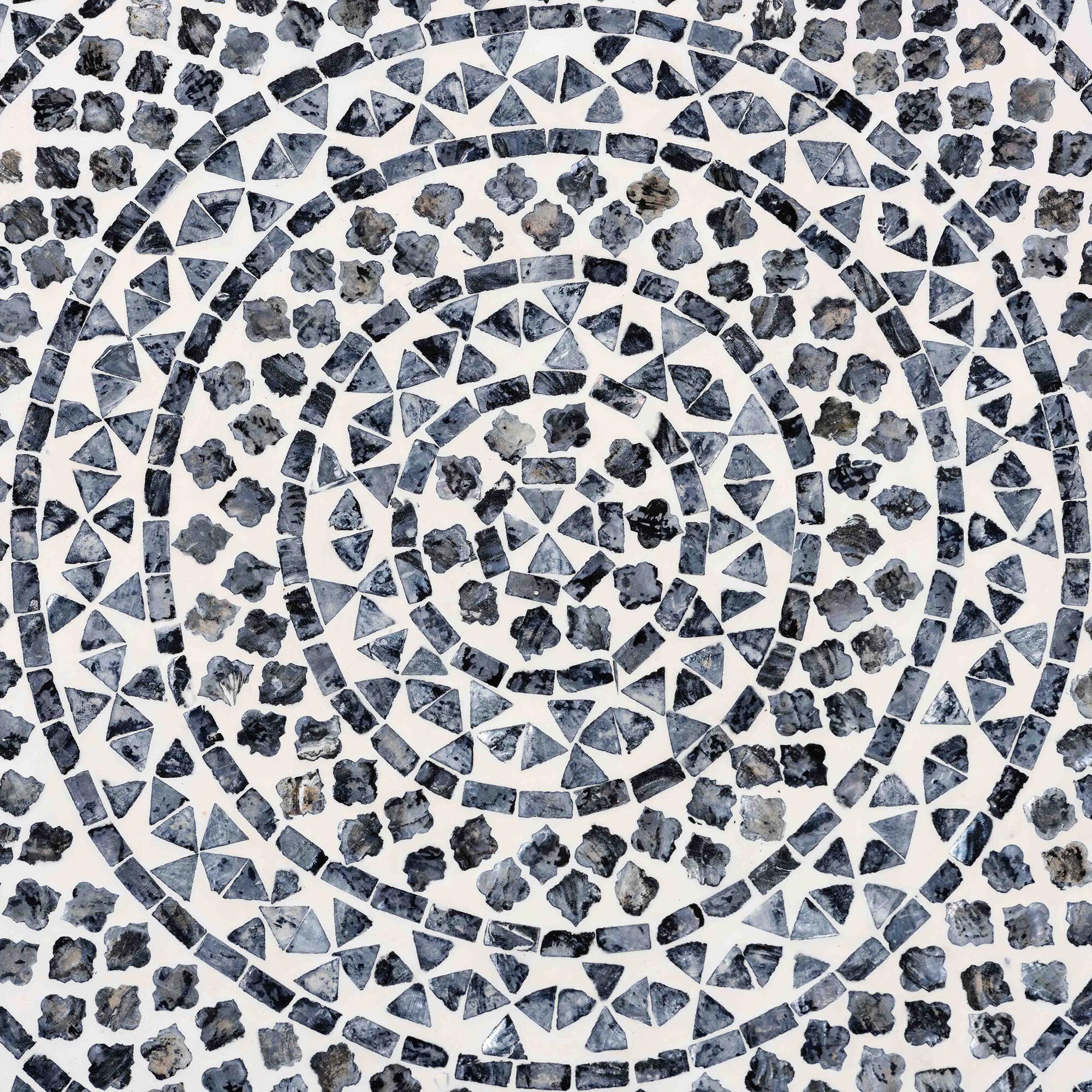 Idra Coastal Black and White Mother of Pearl Capiz Shell Coffee Table, MOSAIC, alternate image number 5