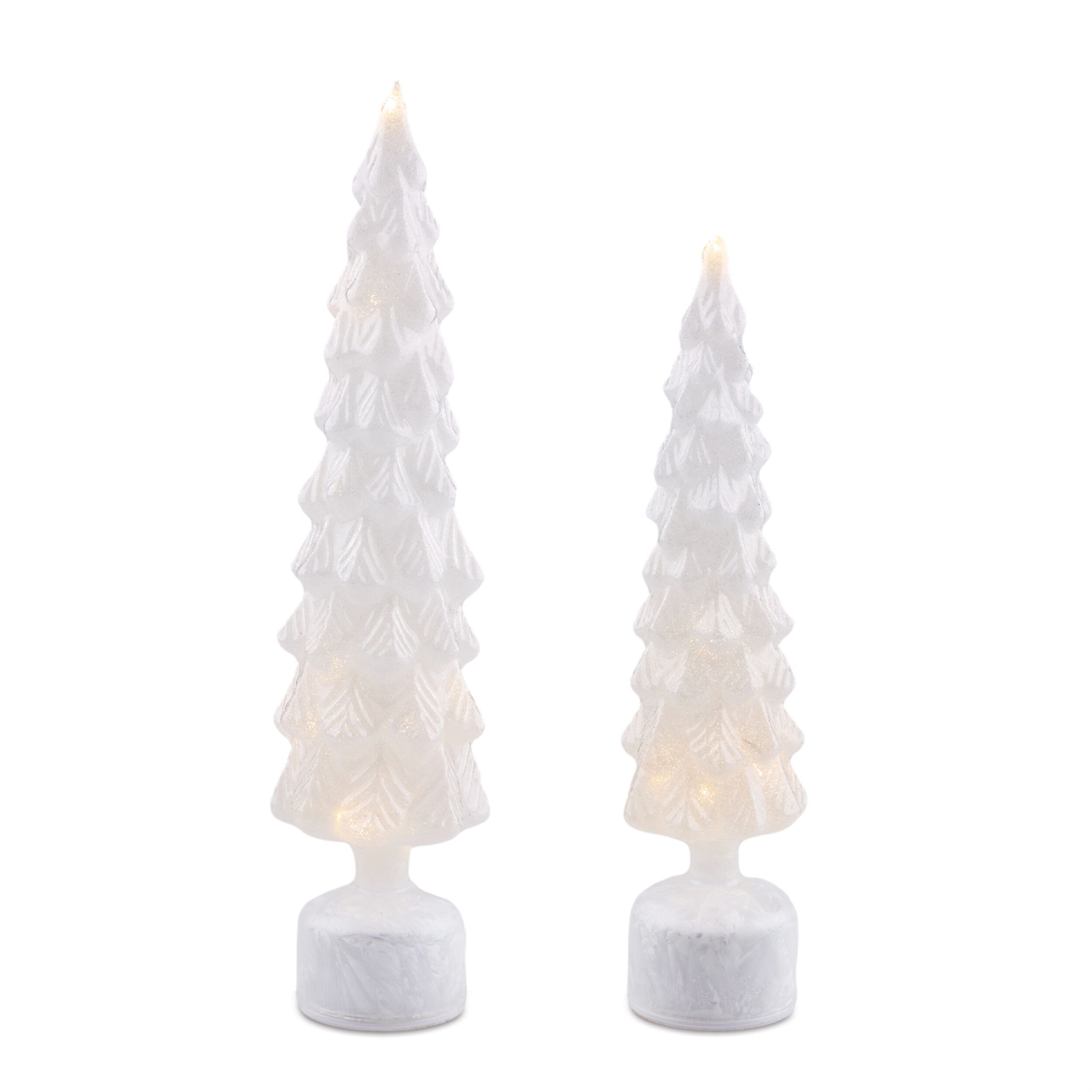 Rotating LED Glass Christmas Tree (Set of 2), WHITE, hi-res image number 0