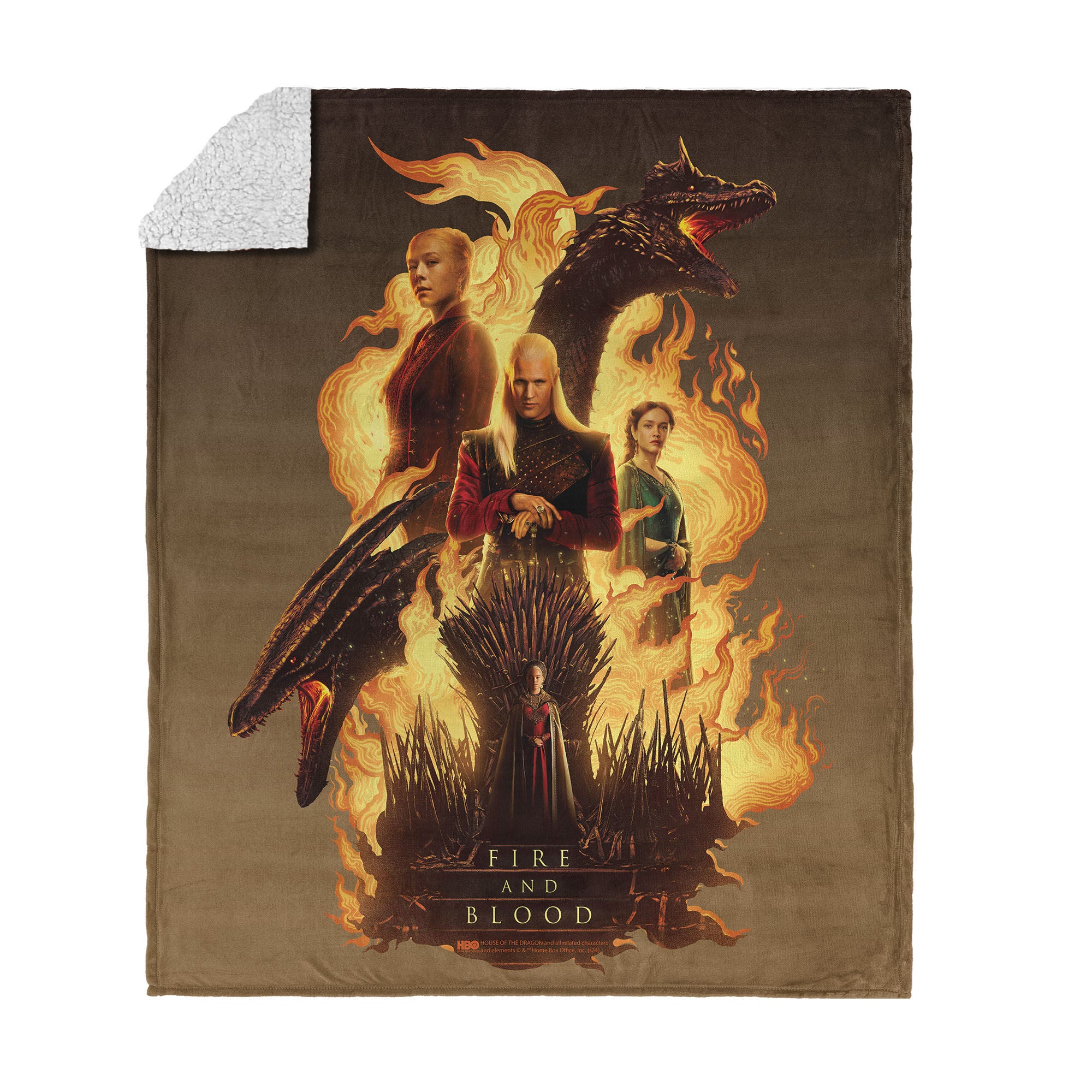 Warner Bros. House of the Dragon Fire and Blood Reigns Silk Touch Sherpa Throw Blanket 50x60 Inches, HOUSE DRAGON, hi-res image number 0