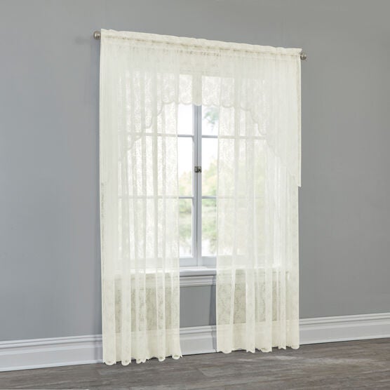 Scarlett Floral Lace Rod-Pocket Panel, IVORY, hi-res image number null