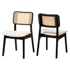 Dannon Mid-Century Modern Grey Fabric And Walnut Brown Finished Wood 2-Piece Dining Chair Set