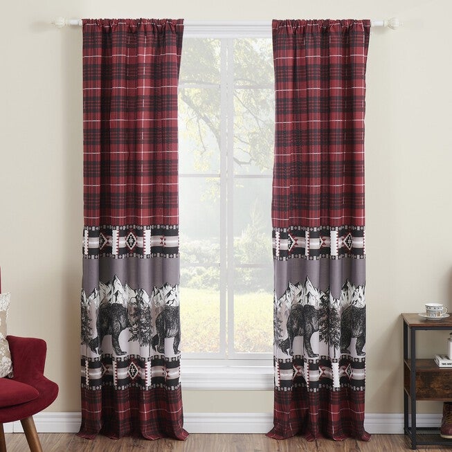 Timberline Window Curtain Panel Pair, RED, hi-res image number 0