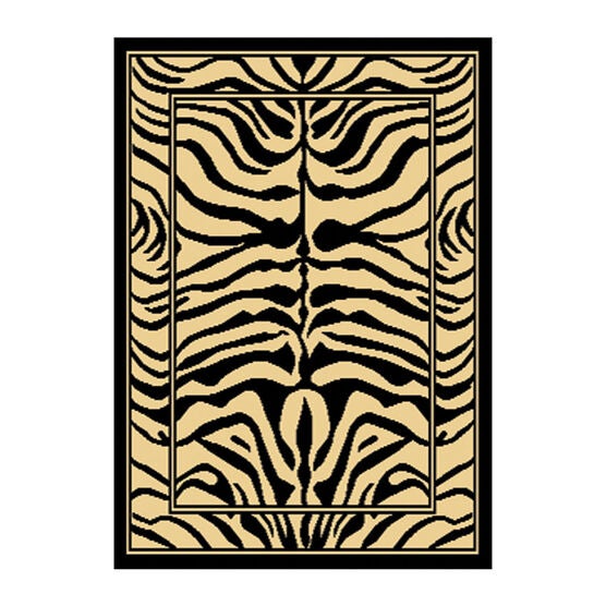 Zone Zebra Print Rug, 5'2"x7'4", BLACK, hi-res image number null