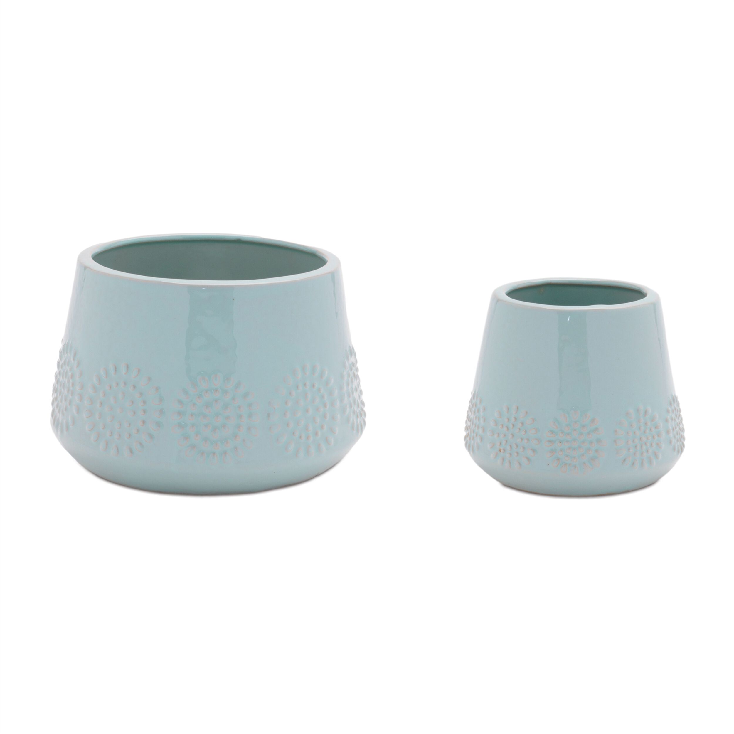 Ceramic Starburst Pattern Planter Set of 2, BLUE, hi-res image number 0