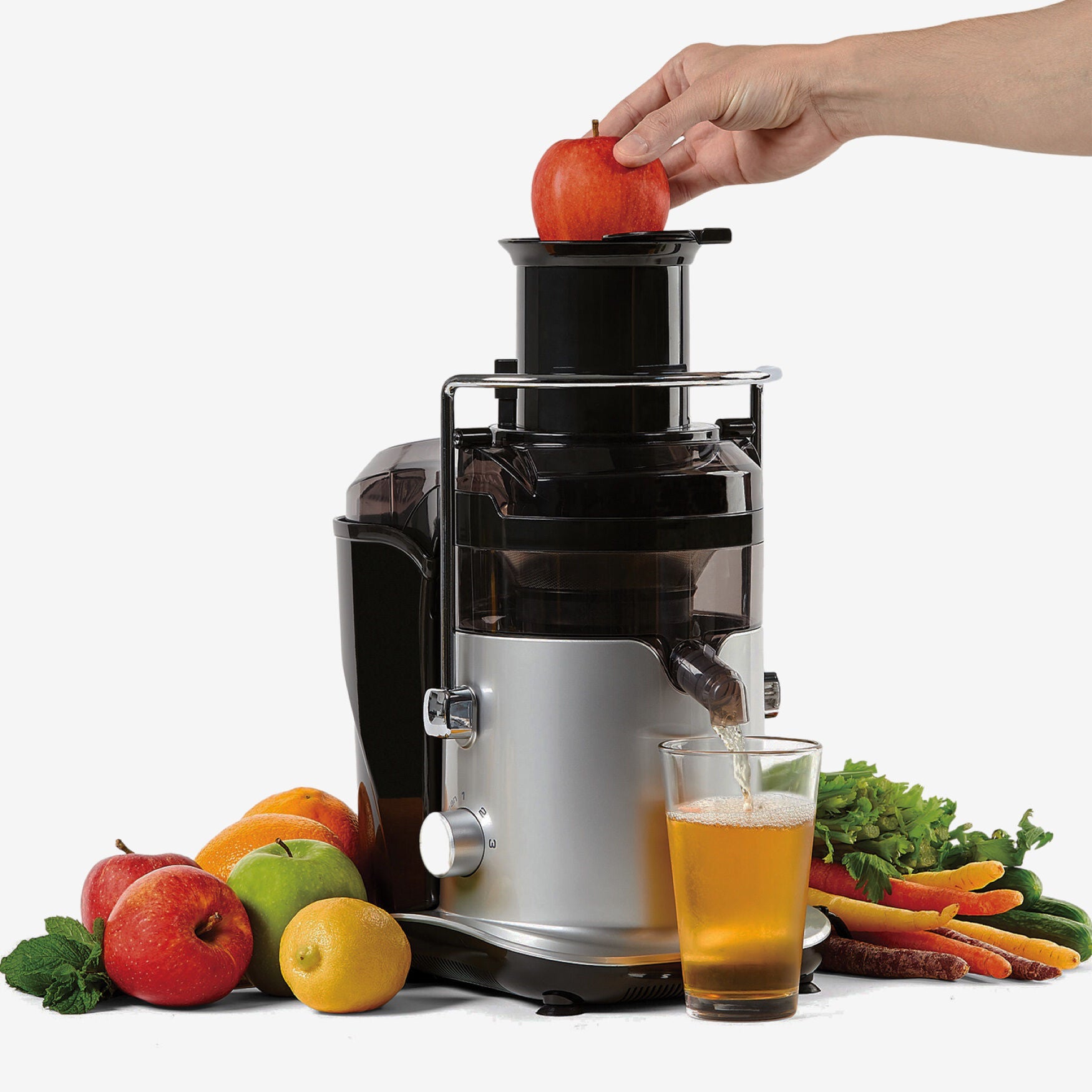 Fashionable Power XL™ SelfCleaning and SelfFeeding Juicer, Stainless