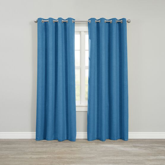 Faux-Linen Grommet Panel, SLATE BLUE, hi-res image number null