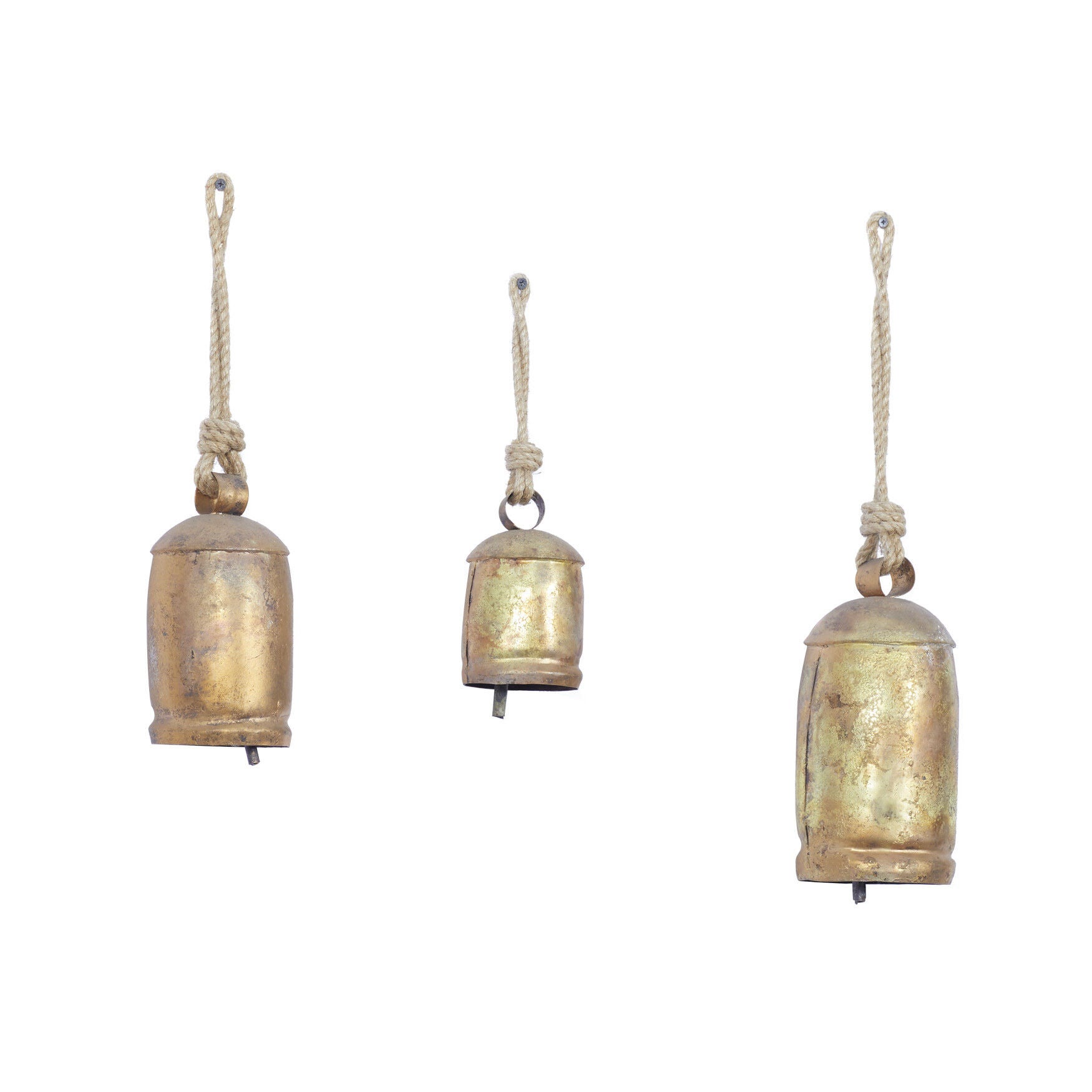 Set Of 3 Gold Metal Rustic Windchime, , on-hover image number 1