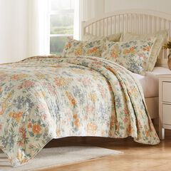 Greenland Home Fashions Chloe Finely Stitched Reversible  Floral Quilt Set, 3-Piece King/Cal King, P