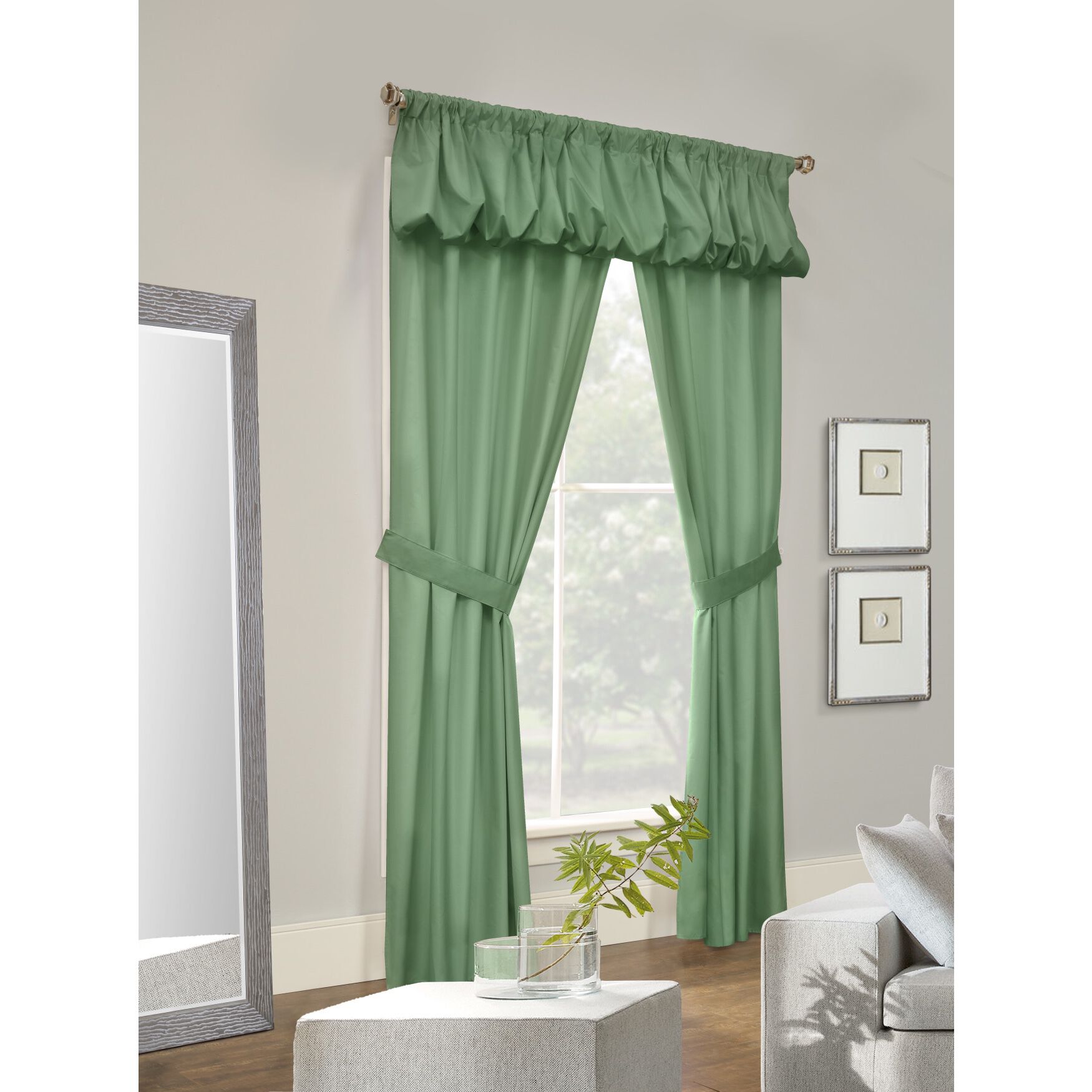 Prescott Room Darkening Rod Pocket Five In One Curtain Set, SAGE, hi-res image number 0