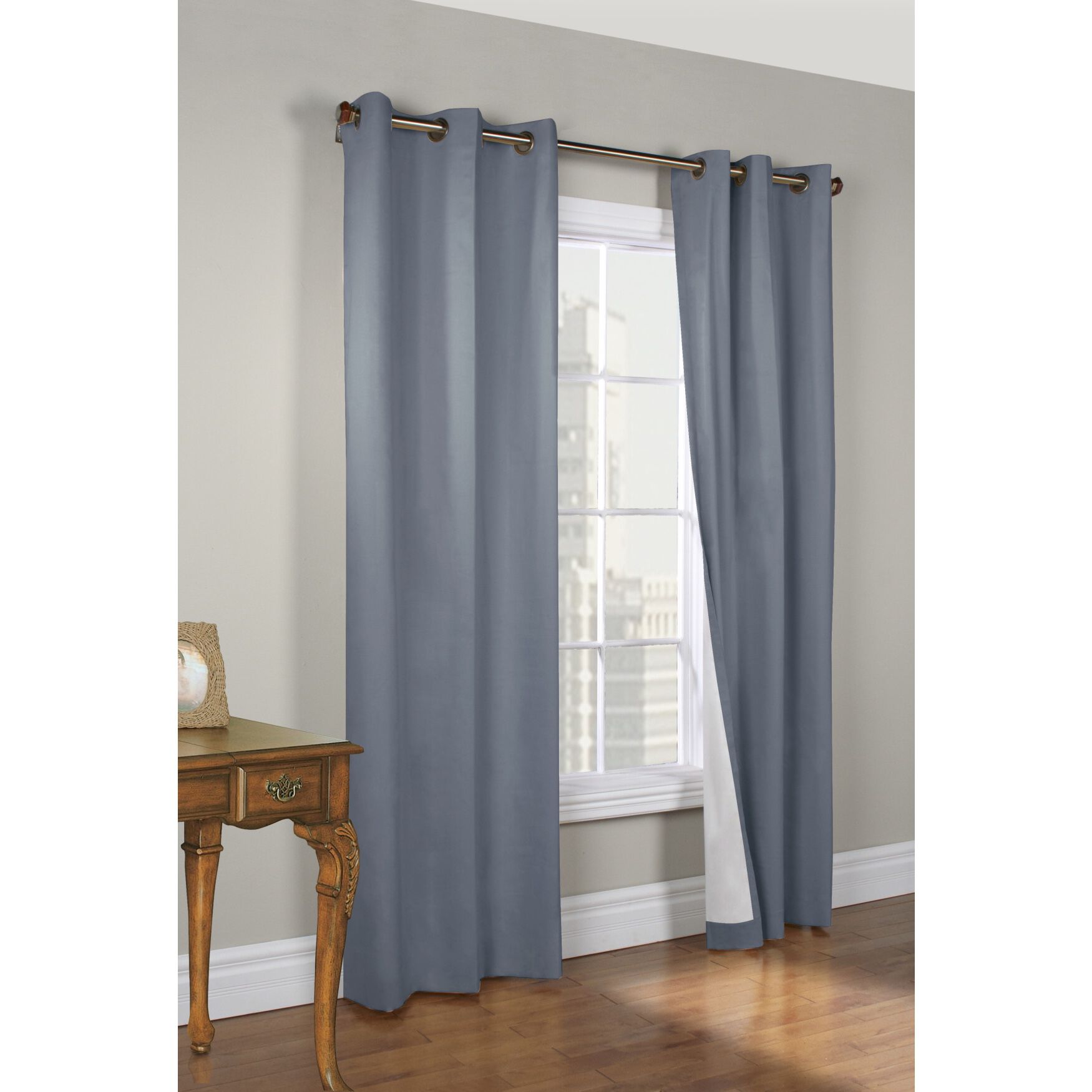 Weathermate Room Darkening Grommet Curtain Panel Pair, BLUE, hi-res image number 0