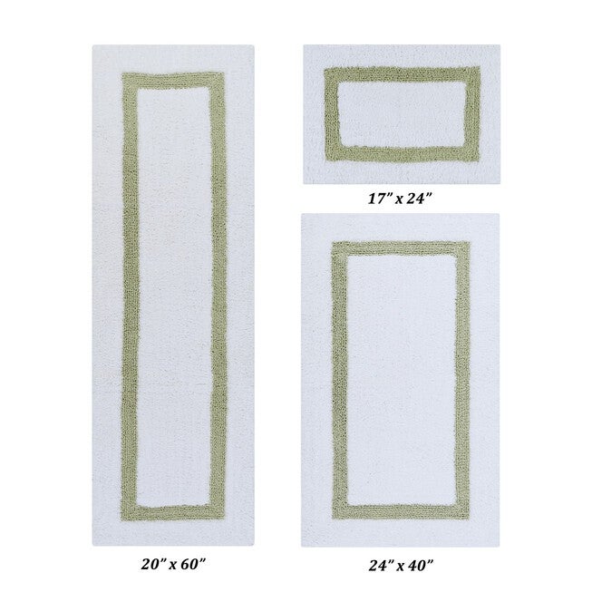 Hotel Collectionis Bath Mat Rug 3 Piece Set (17 inches x 24 inches | 24 inches x 40 inches | 20 inches x 60 inches), WHITE SAGE, hi-res image number 0