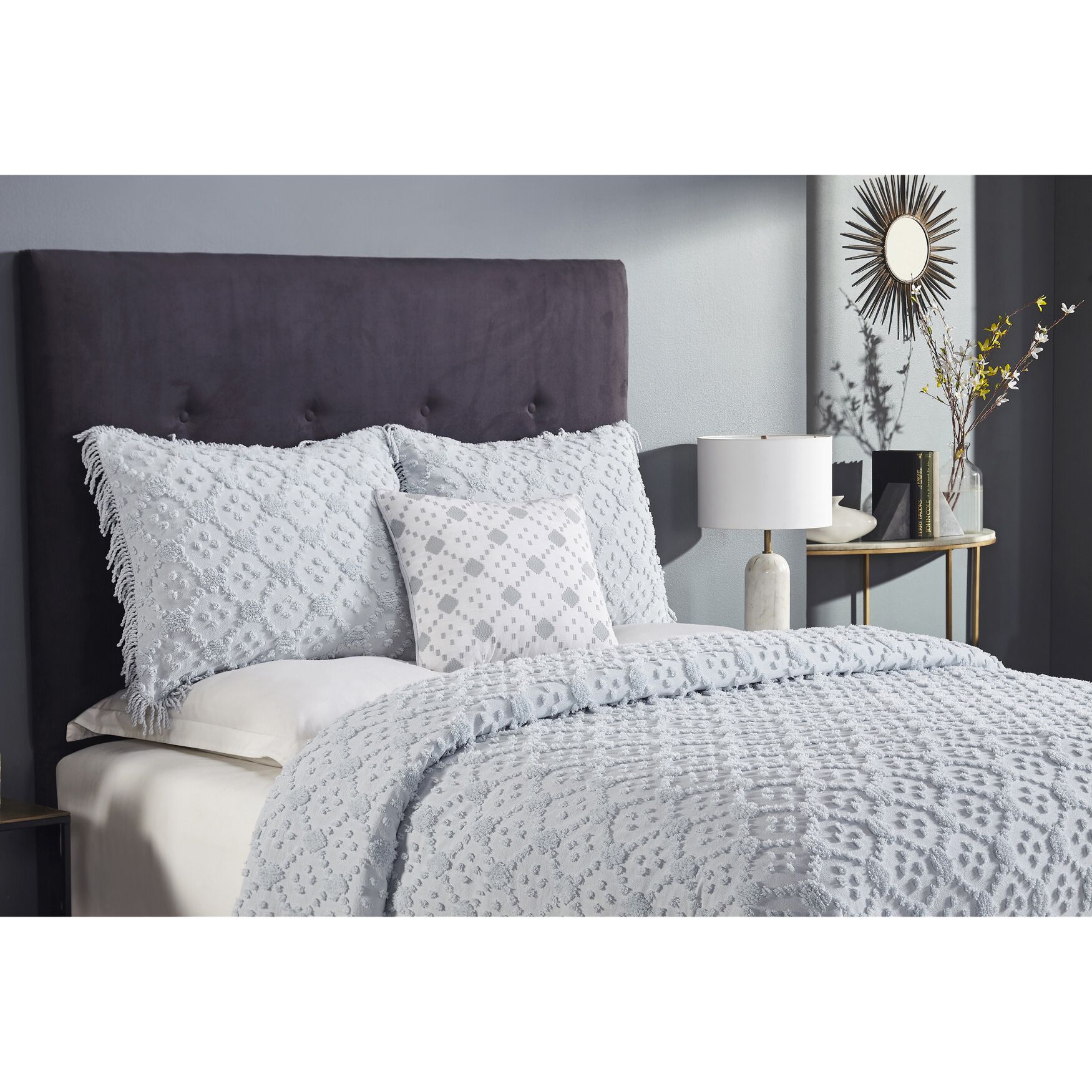 Charleston Collection 100% Cotton Geometric & Diamond Bedspread Set, , alternate image number 3