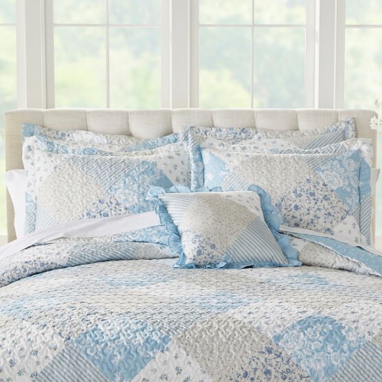 Patchwork 16"Sq. Pillow, LIGHT BLUE, hi-res image number null