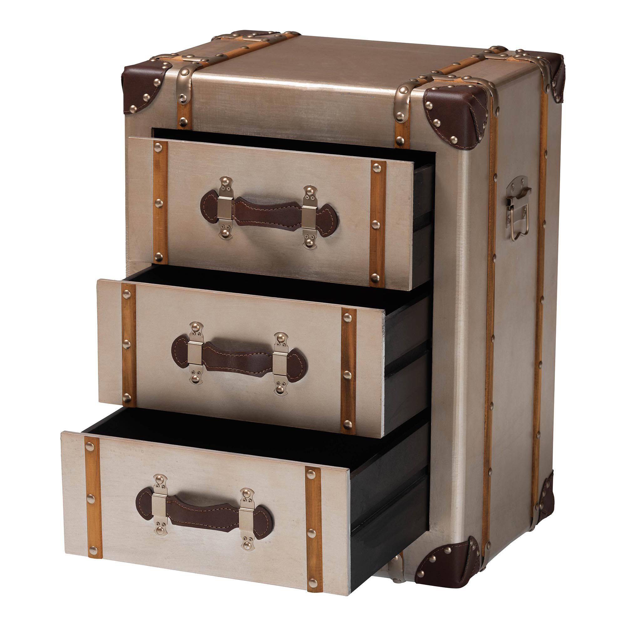 Naylor Vintage Matte Bronze 3-Drawer Cabinet, BRONZE, alternate image number 2