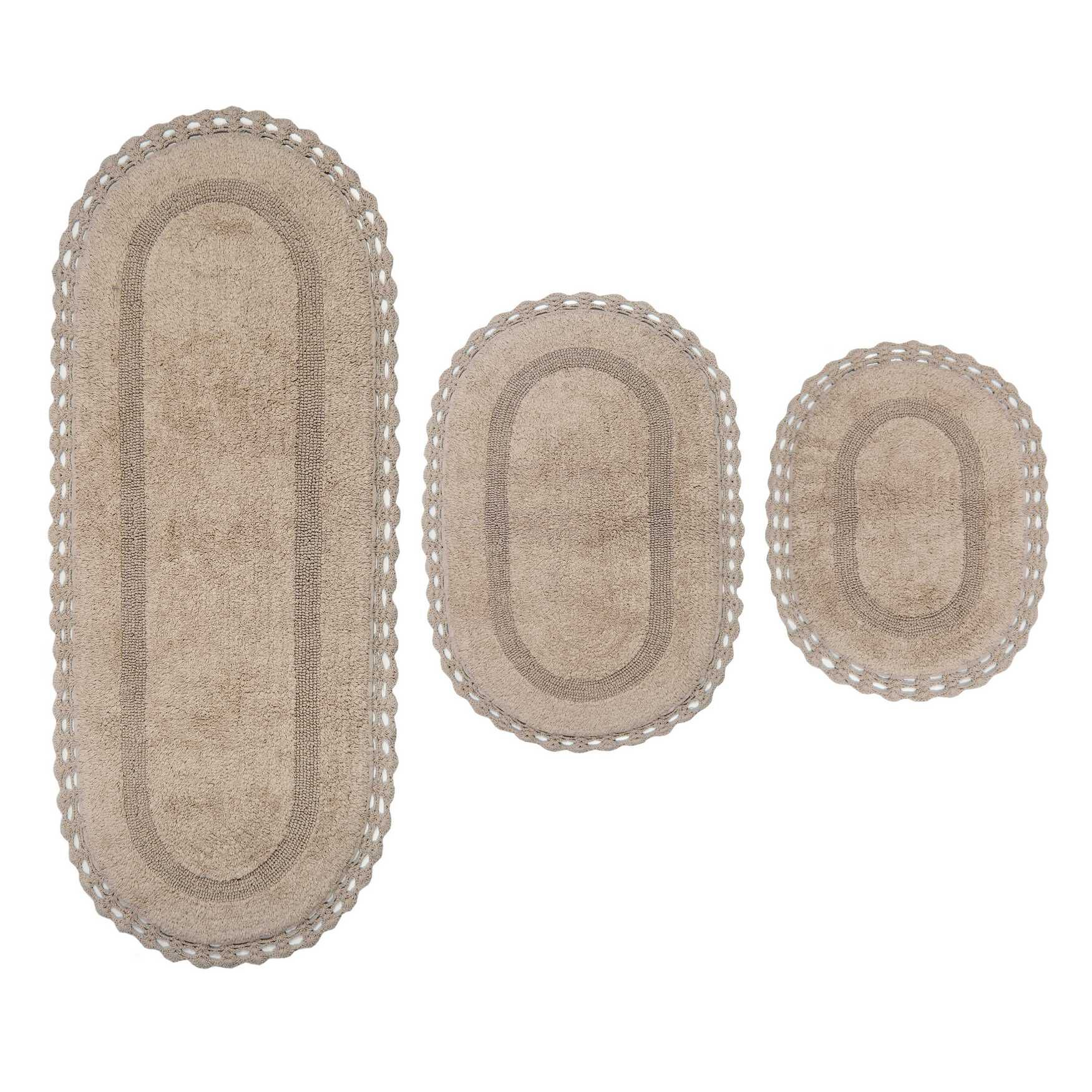 Hampton Crochet 3 Piece Bath Rug Collection, LINEN, hi-res image number 0