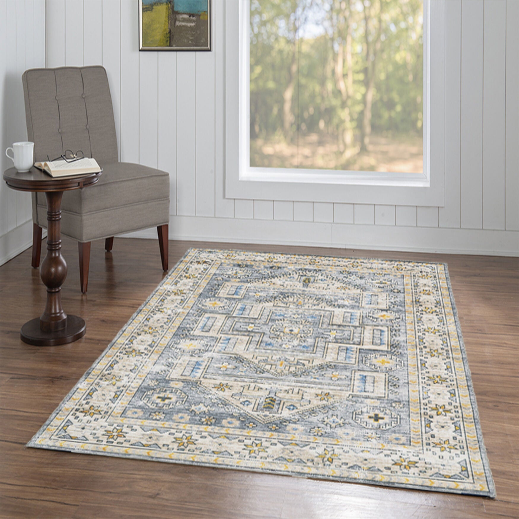 Washable Parson Grey/Beige Rug, , alternate image number 5