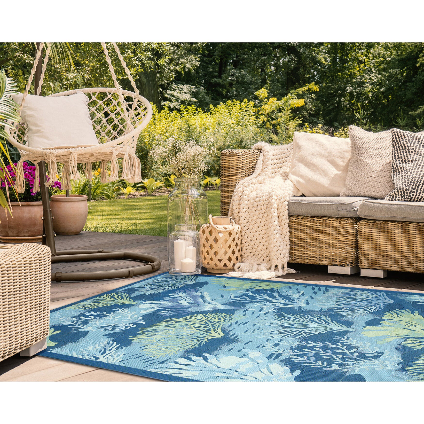 Liora Manne Marina Coral Garden Indoor/Outdoor Area Rug Lapis 3 feet 3 inches x 4 feet 11 inches, , alternate image number 10