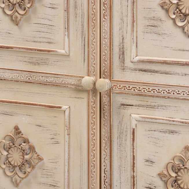 Favian Classic And Traditional Two-Tone White And Weathered Brown Finished Wood And White Metal 2-Door Sideboard, , alternate image number null