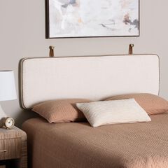 Belden Boucle Upholstered Wall-Mounted Queen Headboard - Padded Cushion Panel with Faux Leather Pipi