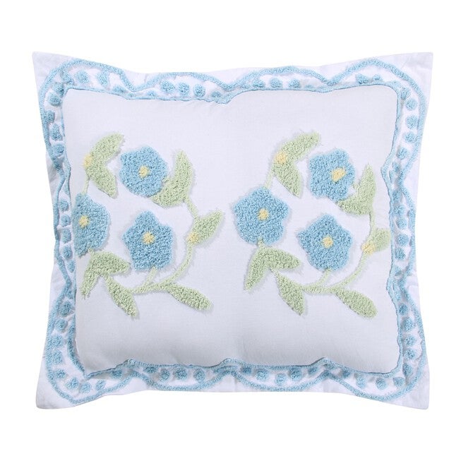 Bloomfield Collection in Floral Design 100% Cotton Tufted Chenille Standard Sham , BLUE, hi-res image number null