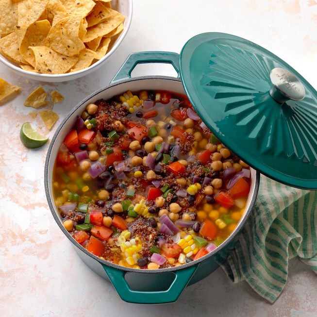 5 Quart Enameled Cast Iron Dutch Oven With Lid, SEA GREEN, hi-res image number 0