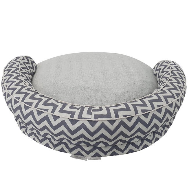 Chevron poly-cotton bolster with detachable faux fur cushion, Small Size, , alternate image number 3