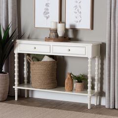 Malinda Classic Black Wood 2-Drawer Console Table with Spindle Legs