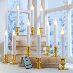 Remote Controlled Tapered LED Candles, Set of 10