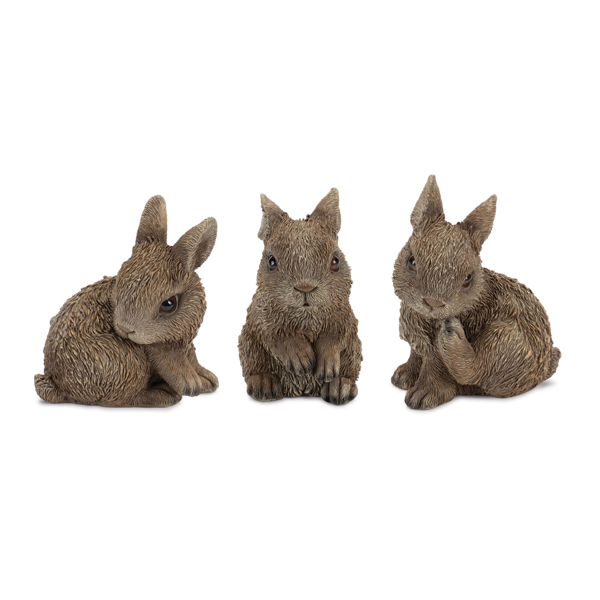 Mini Garden Bunny Rabbit Figurine (Set of 3), BROWN, hi-res image number 0