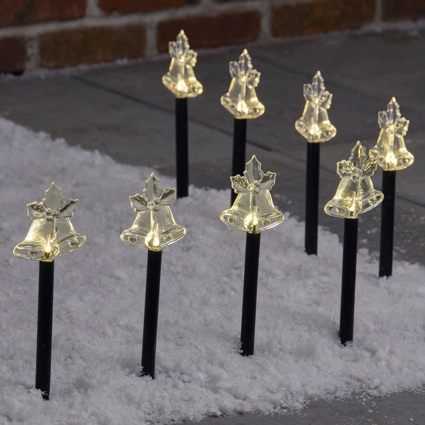 Stylish Solar-Powered Bell Pathway Lights, Set of 8, Warm White | Roaman's