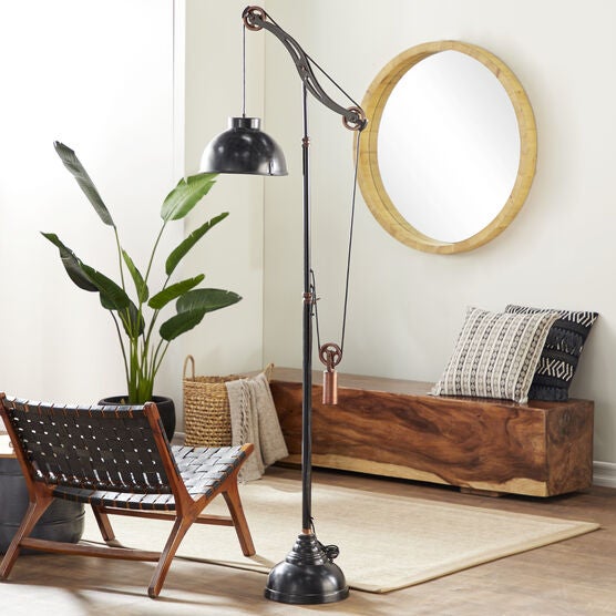 Black Metal Industrial Floor Lamp, , alternate image number null