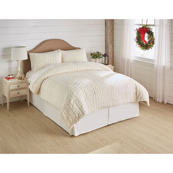 JACQUARD SHERPA COMFORTER, IVORY, hi-res image number null