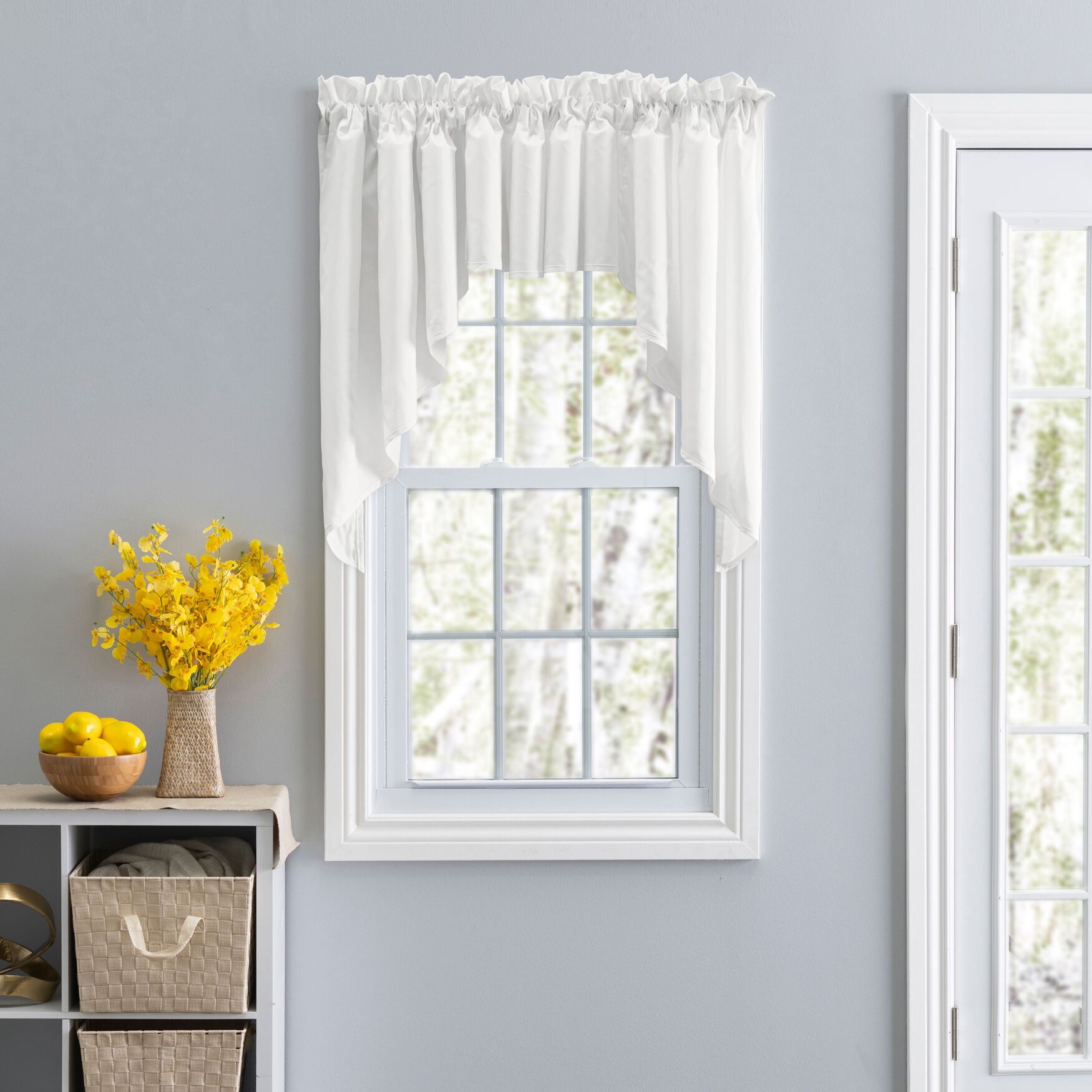 Stacey Curtain Color Lined Swag Set, ICE CREAM, hi-res image number 0