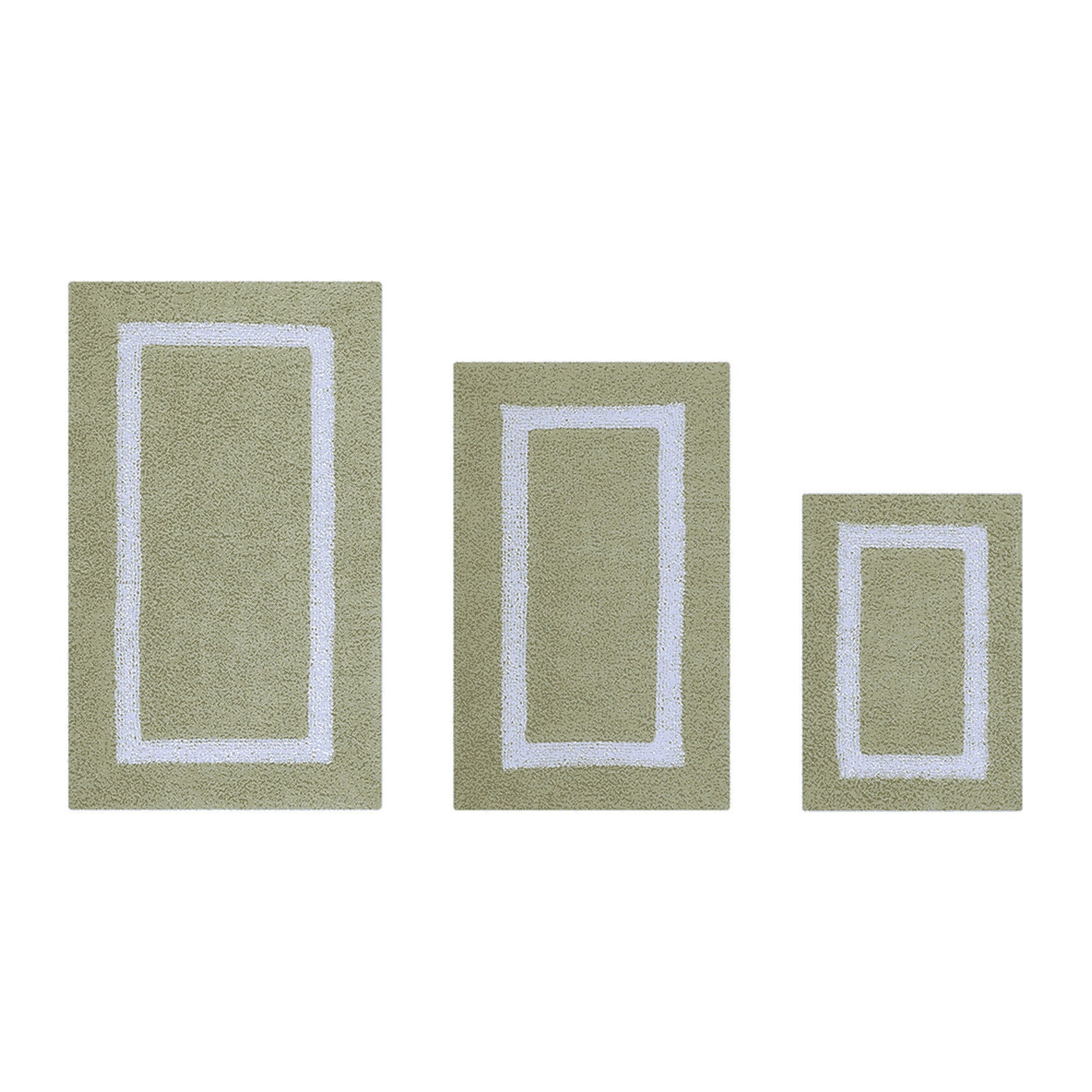 Hotel Collection 100% Cotton 3 Piece (17 inches X 24 inches | 21 inches X 34 inches | 24 inches X 40 inches) Bath Rug Set, SAGE WHITE, hi-res image number 0
