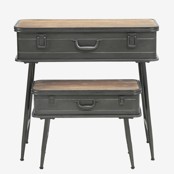 Urban Loft Metal 2 Trunk Tables, NATURAL WOOD, hi-res image number null