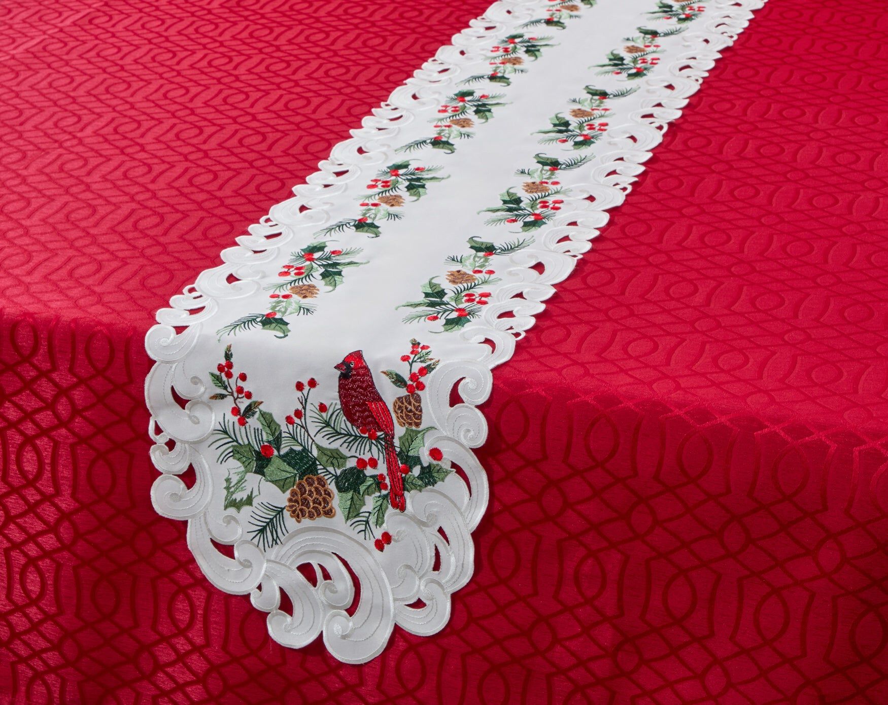 Embroidered Cutout Table Runner