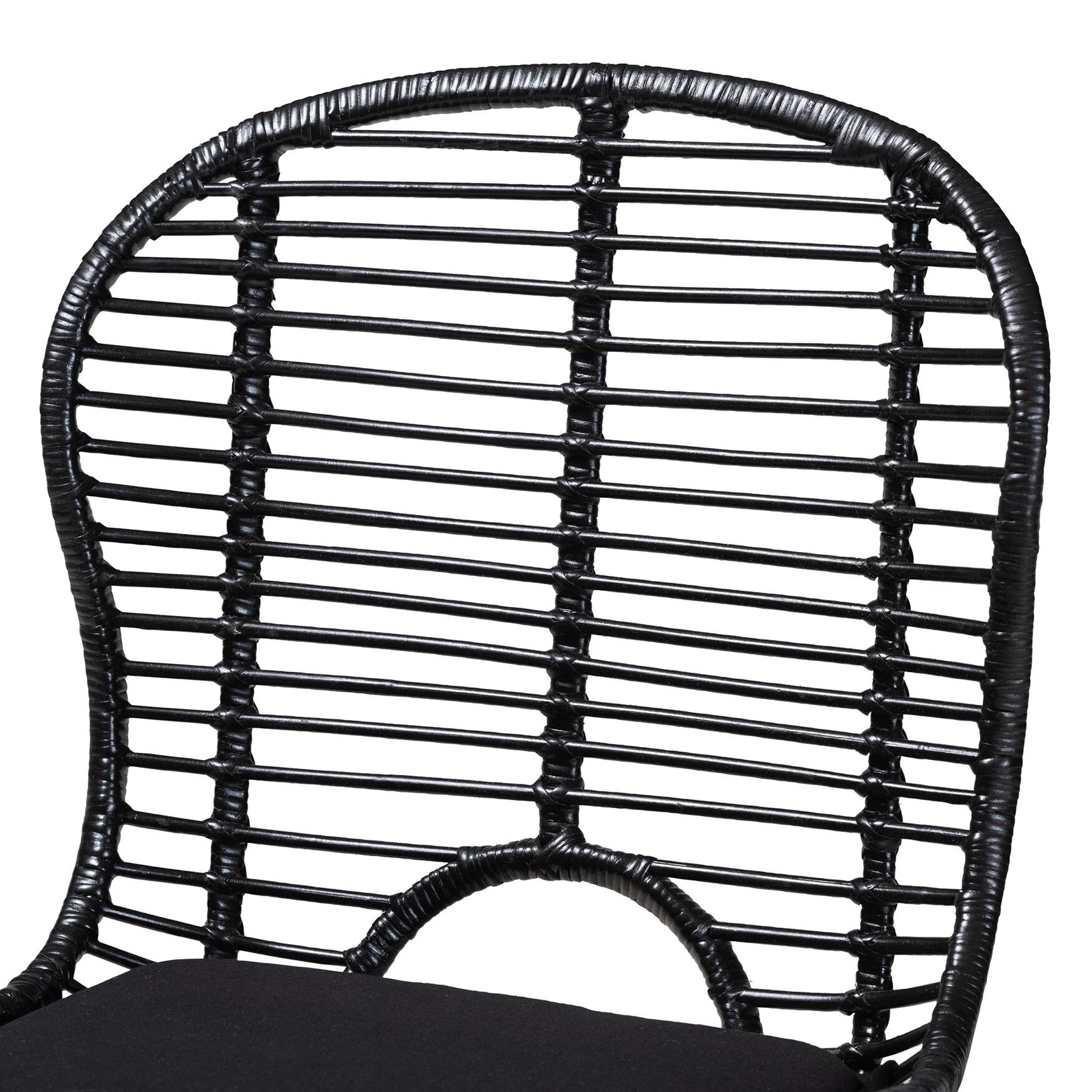 Brenna Modern Bohemian Greywashed Rattan And Black Metal Dining Chair, , alternate image number 10