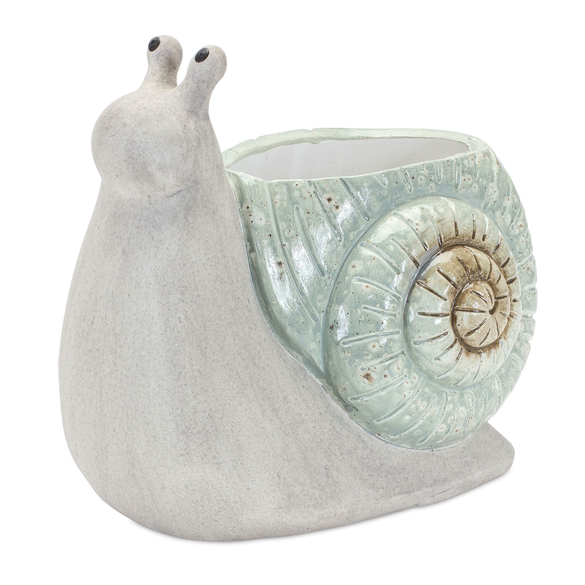 Snail Planter (Set of 2) 8.25 inchesL x 6.5 inchesH, 7.25 inchesL x 7 inchesH Terra Cotta, BLUE GREY, alternate image number 2