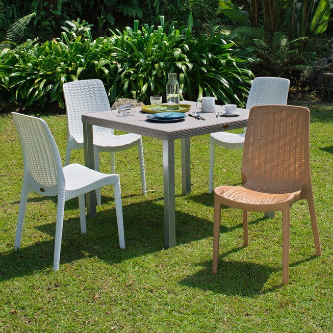 Set of 4 Rue Stackable Outdoor Dining Chairs, BROWN, alternate image number 2