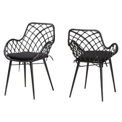 Ballerina Modern Bohemian Black Finished Rattan And Metal Dining Chair