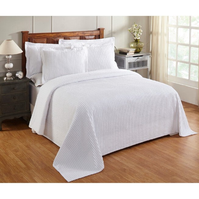 Better Trends Jullian Collection in Bold Stripes Design Bedspread, WHITE, hi-res image number 0