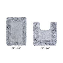 Shaggy Border Bath Rug Mat, 2 Pc Set (17" X 24" | 20" X 20")