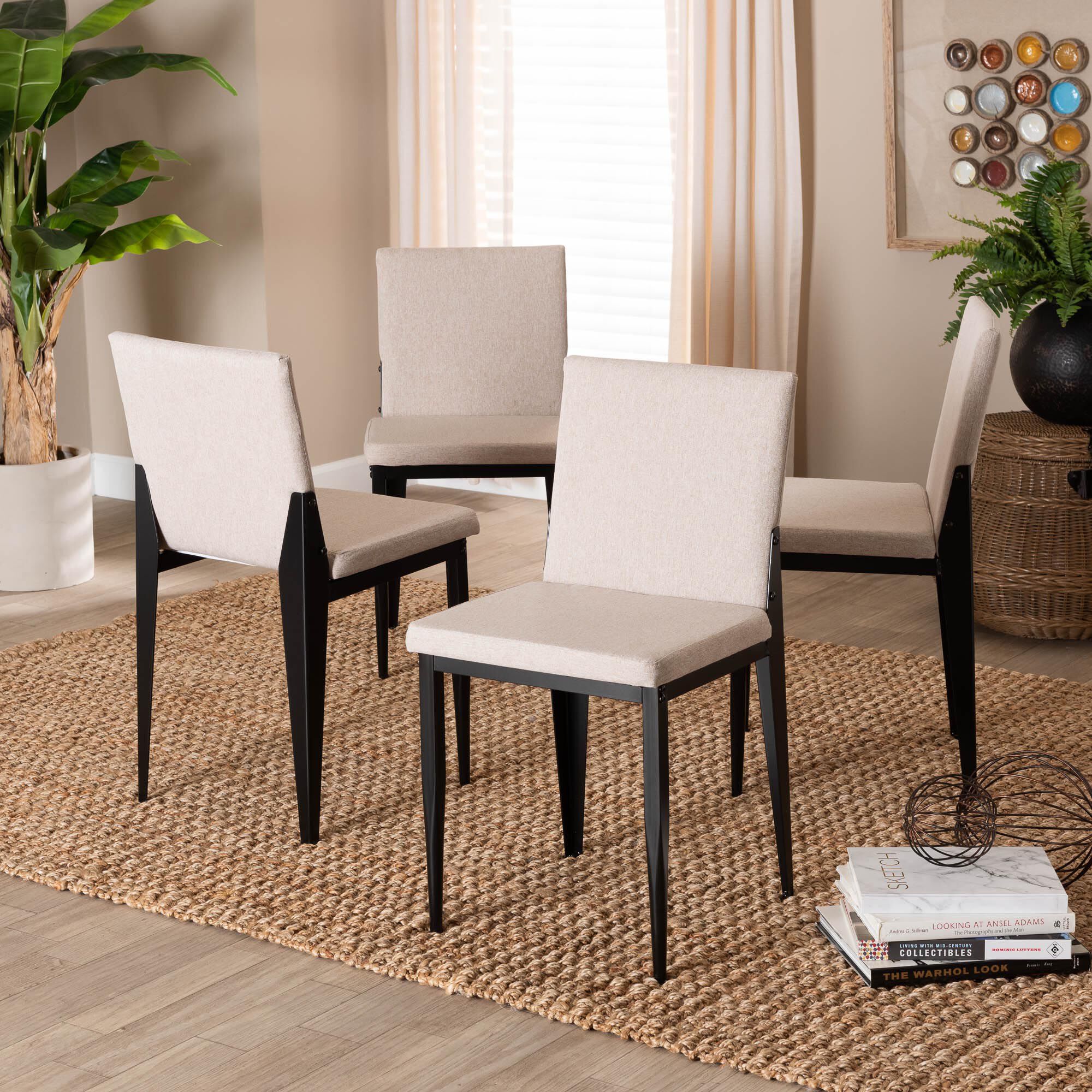 Bishop Industrial Fabric and Metal Dining Chair, BEIGE, hi-res image number 0