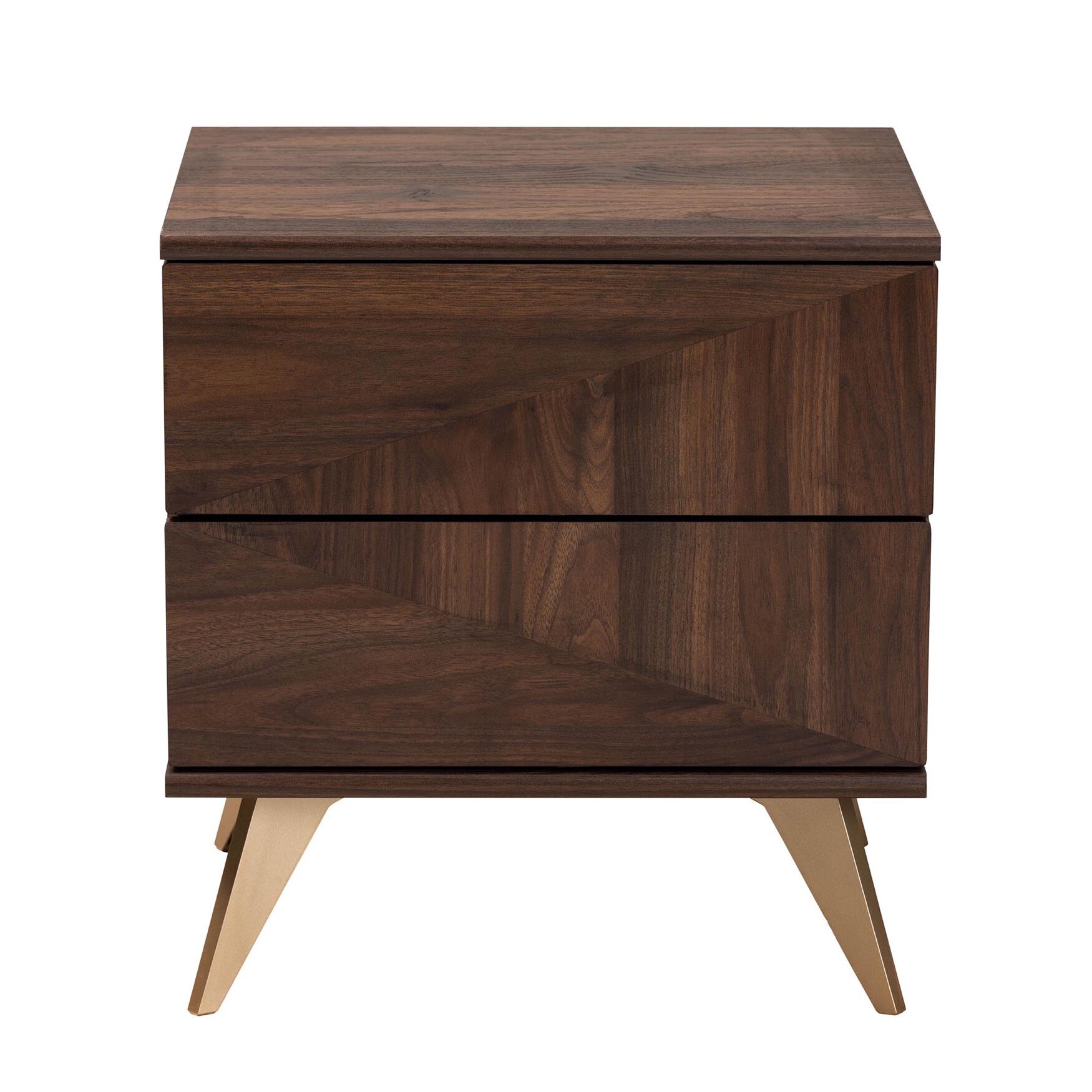 Graceland Mid-Century Modern Transitional Walnut Brown Finished Wood 2-Drawer Nightstand, , alternate image number 2