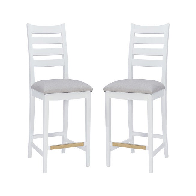 Flynn Counter Stool White Upholstered Set of 2, , alternate image number 3