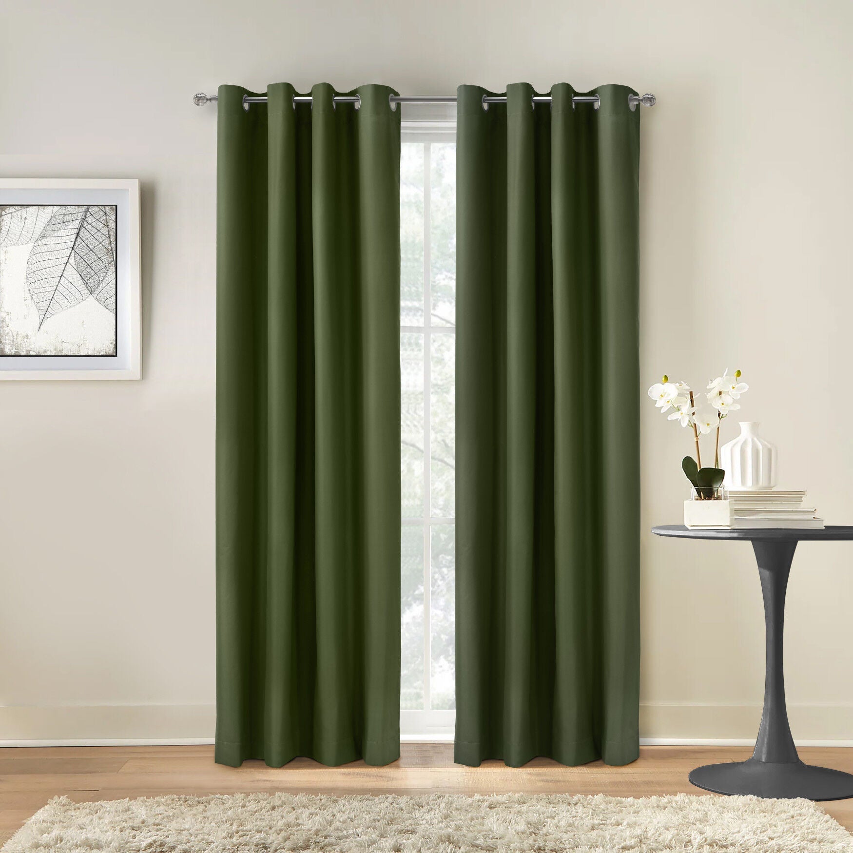 Alpine Blackout Grommet Curtain Panel, OLIVE, hi-res image number 0