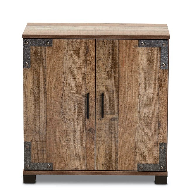 Cyrille Farmhouse Rustic Wood 2-Door Shoe Cabinet Furniture, , alternate image number 2